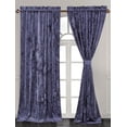 thumbnail image 2 of Chezmoi Collection Lux Purple Crushed Velvet Curtains 2 Panel Set, Room Darkening Luxury Distressed Velvet Rod Pocket Window Drapes for Living Room Bedroom 50" W x 96" L, 2 of 9