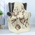 thumbnail image 4 of Movie Theater Soft Flannel Fleece Throw Blanket, Photography and Cinema Vintage Set in Sketch Art Style Director Shooting, Cozy Plush for Indoor and Outdoor Use, 50" x 60", Beige Brown, by Ambesonne, 4 of 5