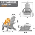 thumbnail image 3 of WINSOON 2-Piece All Weather HIPS Outdoor Folding Adirondack Chair and Table set-Grey, 3 of 4