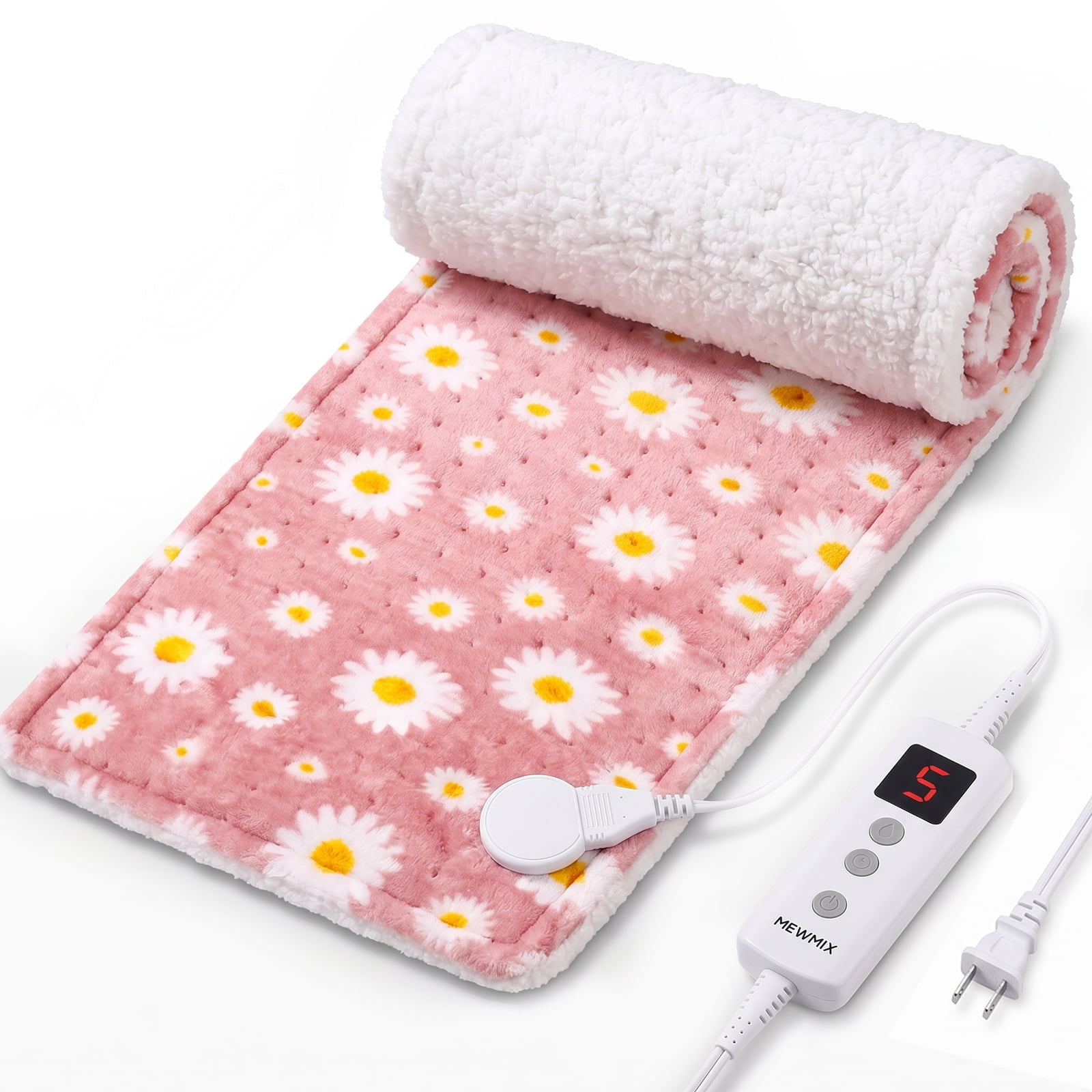 Daisy Heating Pad for Back Period Cramps Neck Shoulder Pain Relief Portable Electric Heat Pads Pink Stuff Gifts Ideas, Funny Useful Self Care Christmas Birthday Gift for Women Mom Her Wife Girlfriend