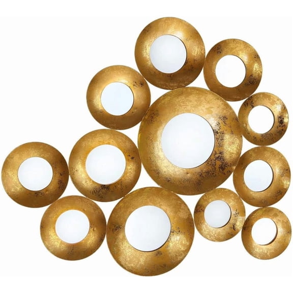 TOV Furniture Vivid Decorative Glamorous 12 Piece Wall Mirror, 29", Distressed Gold