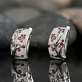 thumbnail image 3 of HOOUN Fashion Flower Plum Blossom Earring Crystal Inlay Stud Ear Hoop Earring Jewelry-Rose Red, 3 of 9