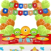 Monster Deluxe Party Packs - 123 Pieces for 16 Guests - Monster Birthday Supplies, Monster Party Decorations -