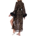 thumbnail image 3 of INSPIRE CHIC Women Leopard Long Robe Bell Sleeves Semi-Sheer Chiffon Fancy Cover Up Bridal Bathrobes with Belt ONE-SIZE Leopard, 3 of 6