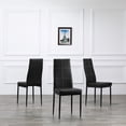 thumbnail image 5 of Faux Leather Dining Chairs Set of 4, High Back Kitchen Chairs with 6 Grids Decoration, Side Chairs with Padded Seat Cushion, for Dining Room, Kitchen, Living Room, Black, 5 of 8