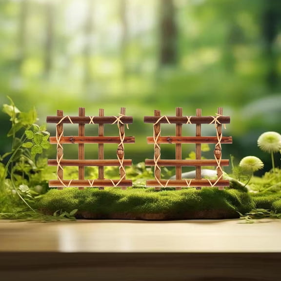 LOLIPPYY 2Pcs Micro Landscape Essential Brown Mini Fence Wall for Gardeners Tabletop Displays