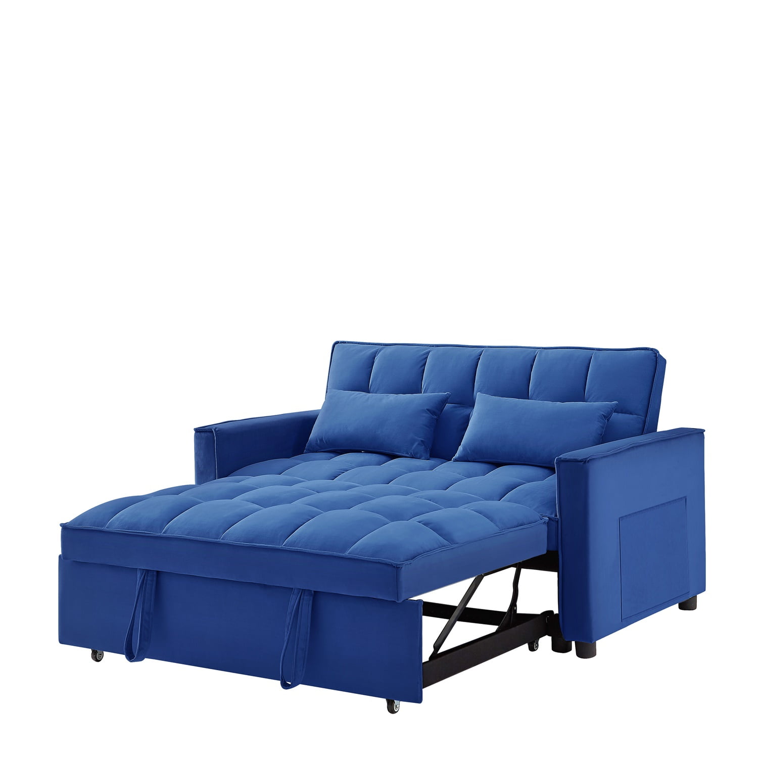 Hommoo 3 in 1 Convertible Pull Out Sofa Bed, Loveseat Sleeper Sofa, Blue