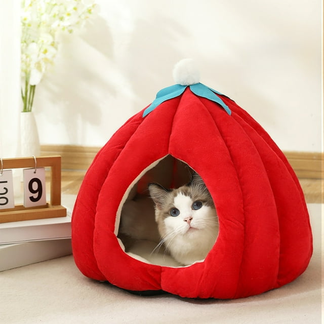 Pisexur Suministros para mascotas General Cats Bed For All Seasons Fully Enclosed Pet Bed For Winter Warmth Pumpkin Petes House For Cats APTO PARA DECORACIONES DE FIESTA perros, gatos y animales