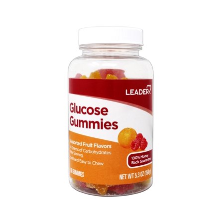 LEADER Glucose Gummies, Energy and Blood Sugar Support, Assorted Fruit, 60 Count