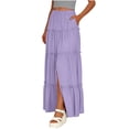 thumbnail image 4 of FRSASU Women's Maxi Skirt,Flowy Swing Ruffle Tiered Elastic High Waist Long Skirts, Summer Casual Beach Vacation Clothes Purple-B, 4 of 4