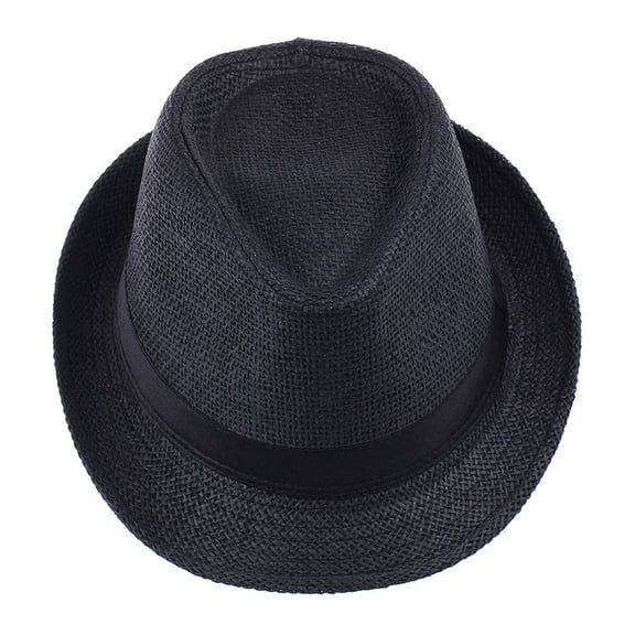 Women Men Hat Unisex Casual Contrast Color Curled Brim Braided Sunscreen Foldable Outdoor Travel Panama Cowboy Headwear
