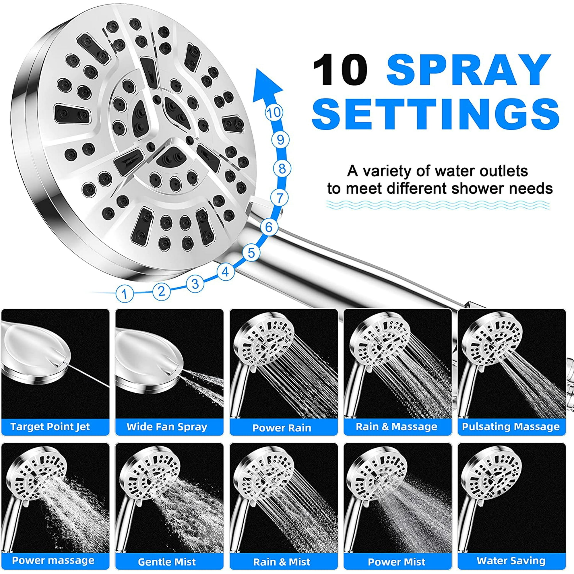 Yezivo 10-Mode Handheld Shower Head with 59-Inch Hose photo 3