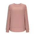 thumbnail image 3 of FAIWAD Long Sleeve Tops for Women Crew Neck Loose Knit Pullover Sweater Casual Comfy Basic Curve Hem Clothes, 3 of 7