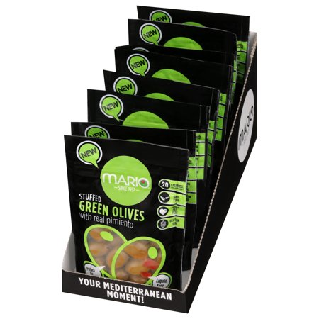 Mario Green Olives Stuffed W Real Pimiento in Brineless Pouch 8 pk case/4.2oz each