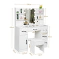 thumbnail image 2 of Caulitar Large Makeup Vanity Set with LED Lighted Mirror Dressing Table with 5 Drawer & Stool for Bedroom, Whtie, 2 of 9