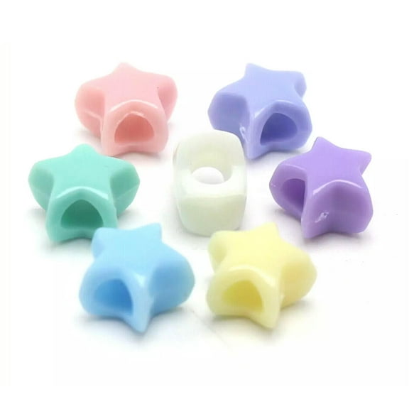 U8MO 200 Mixed Pastel Color Acrylic Star Pony Beads 10mm Kids Craft Kandi Bracelet