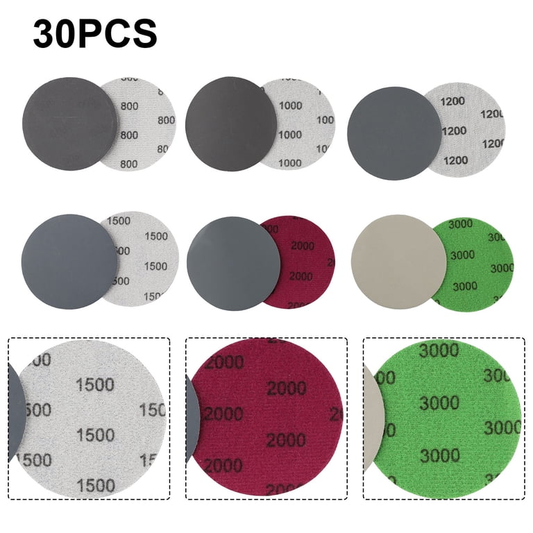 50Pcs 3 inch Hook and Loop Sanding Disc 800 Grits Flocking Sandpaper for Random Orbit Sander Brown