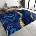 thumbnail image 1 of Classic Blue Marble Area Rug, Luxurious Blue Gold Ink Texture Indoor Non-Slip Kids Rugs, Machine Washable Breathable Durable Carpet for Living Room Bedroom Dining Room Office 5 x 6ft, 1 of 7