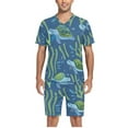 thumbnail image 5 of joogoo Men's Pajama Set Turtles Seaweed under Sea V-Neck Pj Shorts Set 2 Piece Loungewear Sleepwear L, 5 of 7