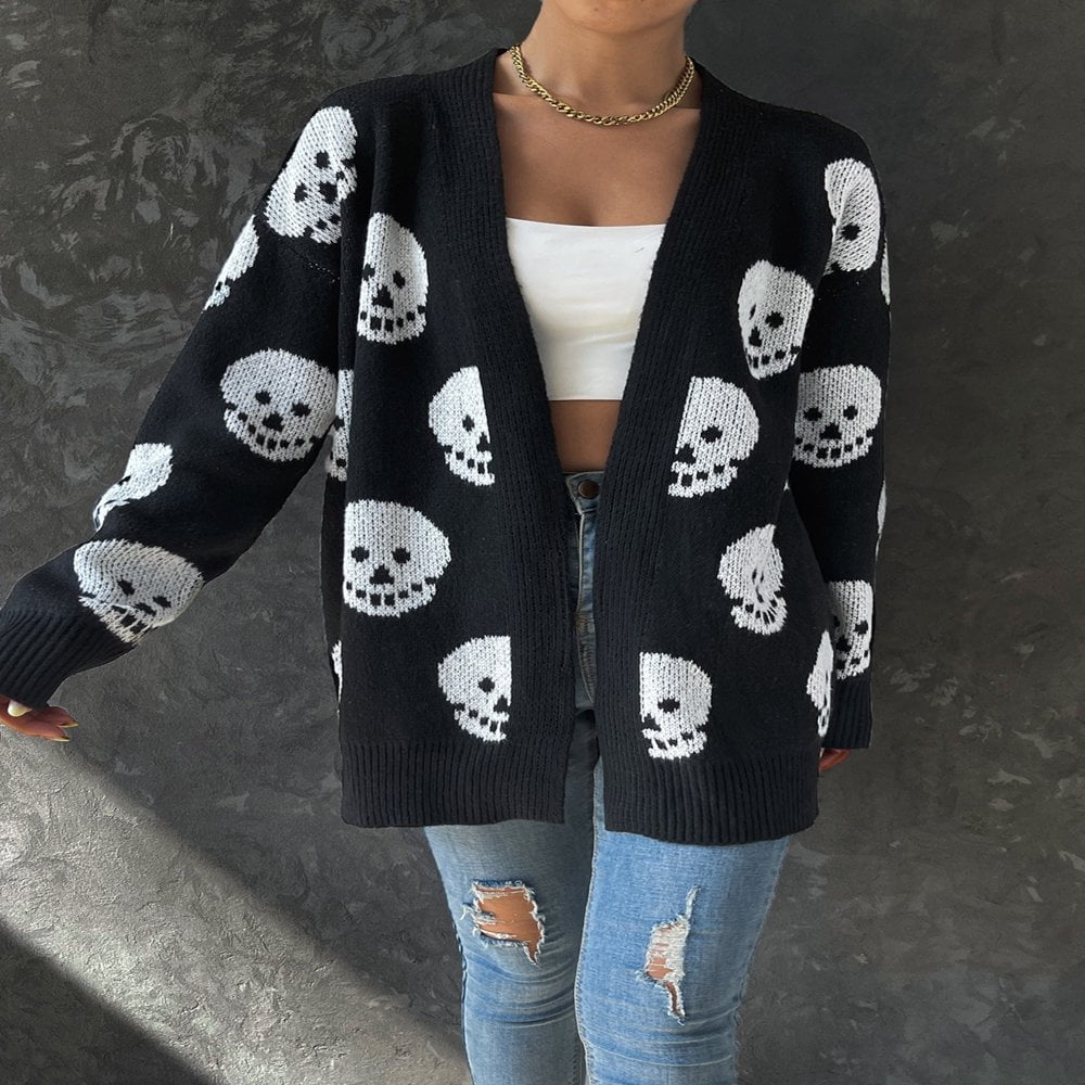 Halloween Cardigan for Women Long Sleeve Open Front Skull Print Knitwear  Sweater S/M/L/XL - Walmart.ca