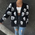 thumbnail image 3 of Cardigan d'Halloween pour Femmes Manches Longues Ouvert devant Imprimé Crâne Tricoté S/M/L/TG, 3 of 7