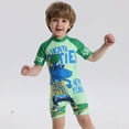 thumbnail image 4 of BULLPIANO Boys' Swimwear One Pieces Zipper Toddler Short Sleeve Rash Guard Sunsuits with Hat UPF50+ Sun Protection,Size 5-6 Years, 4 of 9