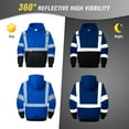 thumbnail image 4 of ProtectX Hi Vis Safety Hoodie for Men Women, Class 3 Reflective High Visibility Sweatshirt with Large Pocket, Long Sleeve Hooded Drawstring Pullover for Work & Construction, Blue, 3X-Large, 4 of 8