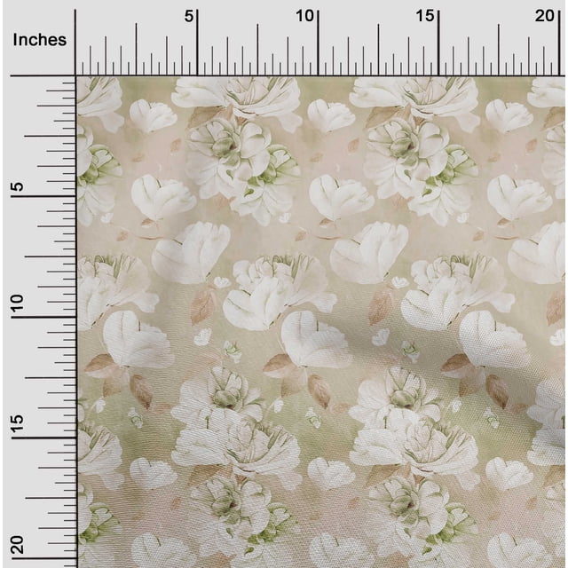 oneOone Viscose Chiffon Tan Fabric Florals Craft Projects Decor Fabric Printed By The Yard 42 Inch Wide-RVO