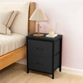 thumbnail image 2 of Nightstand, Bedside Table with 2 Storage Drawers, Wooden Top Fabric Cabinet Kids Mini Dresser for Bedroom, Closet, Entryway, College Dorm, Black, 2 of 7