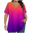 thumbnail image 1 of Tops de Manga Corta de Tamaño Más de las Mujeres, Blusas de Cuello en V Impresas de Verano de Moda para Uso Casual, Diario Y de Fiesta, 1 of 8