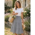 thumbnail image 5 of DARING DIVA Women's Gingham Drawstring Waist A-Line Midi Skirt Large Black, 5 of 8