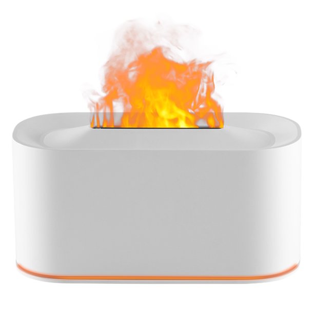 Humidificador Aire Llamas Con 7 Colores Difusor Aceite Esencial Ligero para El () Blanco