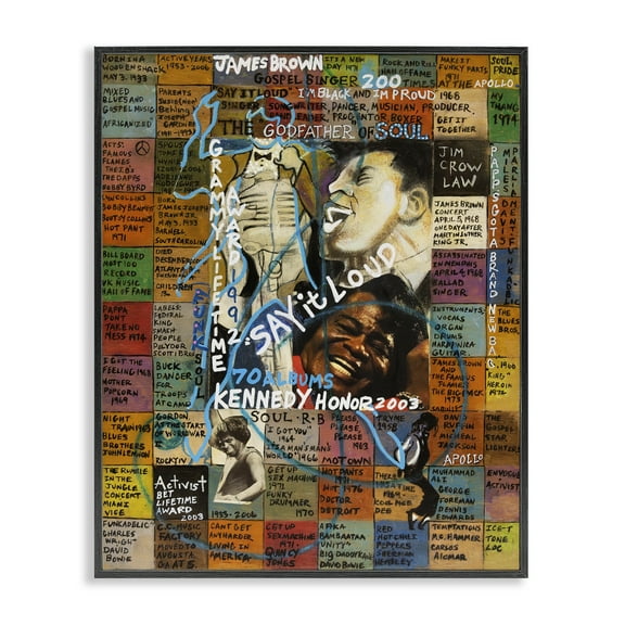 Stupell Industries James Brown Collage People Drawing Black Framed Art Print Wall Art, 11 x 14