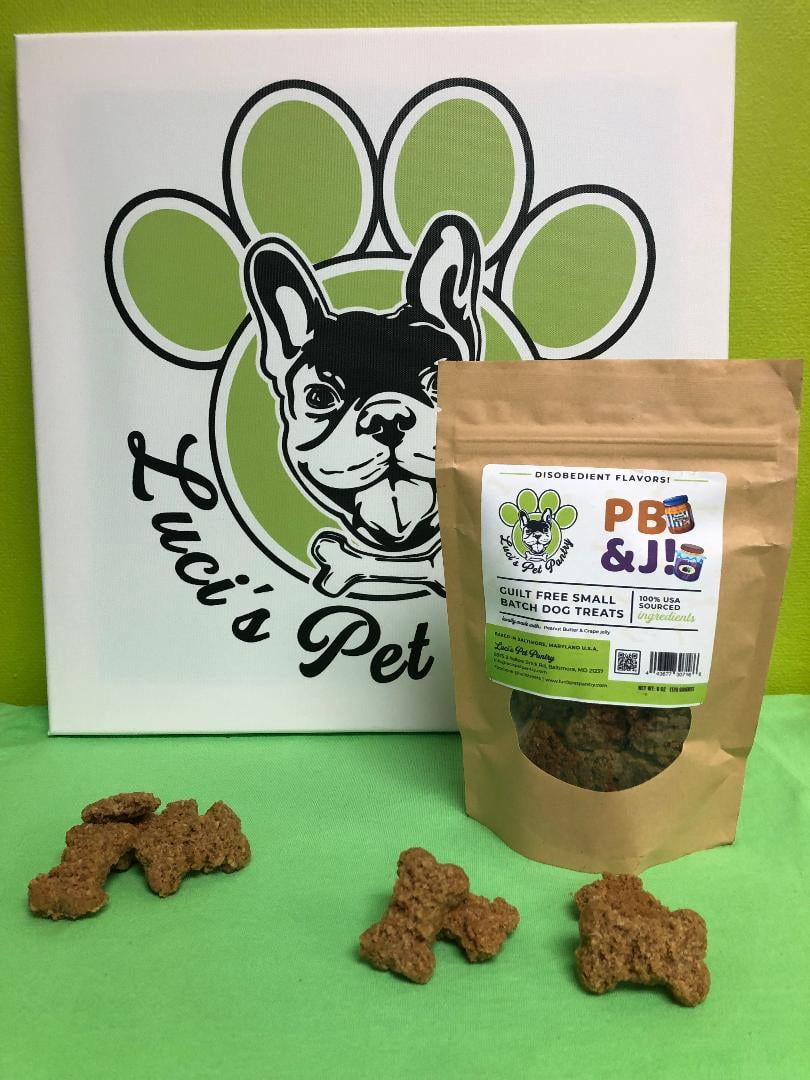PB&J "Peanut Butter & Jelly Biscuits" Homemade Dog & Puppy Treats! Gift Box with 4 - 6 oz. Treat Bags
