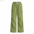 thumbnail image 2 of Liyamei Girls Elastic Waist Wide Leg Cargo Pants for Kids Outdoor Play Size 5-14 Years, 2 of 5