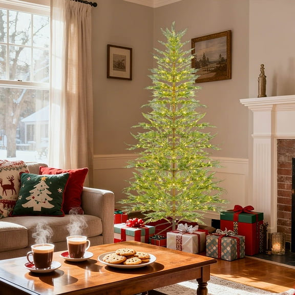 Christmas Decorations - 47.24 Ft Pre-Lit Twinkle Christmas Cypress Tree - Artificial Christmas Trees with 100 LED Lights - Xmas Holiday Decor for Indoor Home Party Living Room Office Decoration