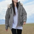 thumbnail image 3 of Fashion Plus Size Jackets for Womens Winter Warm Casual Loose Fashion Solid Color Pocket Long Sleeve Parkas Hooded Coat, 3 of 6
