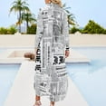 thumbnail image 2 of Collage Noir et Blanc de Fragments de Journal Grunge Robe Chemise Manches Longues Robes gala Femmes Été 2024, 2 of 4