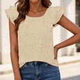 thumbnail image 5 of Levmjia Women's Sleeveless Tank Top Bow Back Ruffle Edge Casual Solid Color Summer Blouse Polyester Soft Comfortable Fashion T Shirt, 5 of 7