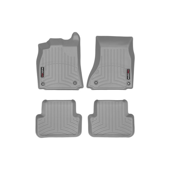 WeatherTech Custom Fit FloorLiners compatible with Audi A4, S4, Allroad - 1st & 2nd Row (2-pc. Rear Liner), Grey