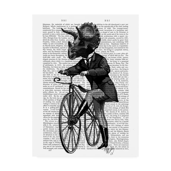 Trademark Fine Art 'Triceratops Man on Bike, Dinosaur' Canvas Art by Fab Funky