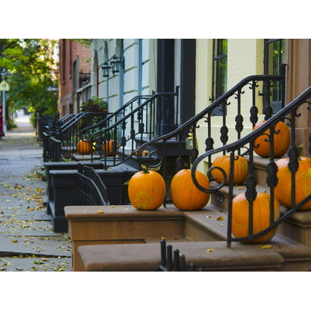 USA, New York, Brooklyn, Brooklyn Heights, Halloween Pumpkins Print Wall Art By Alan Copson