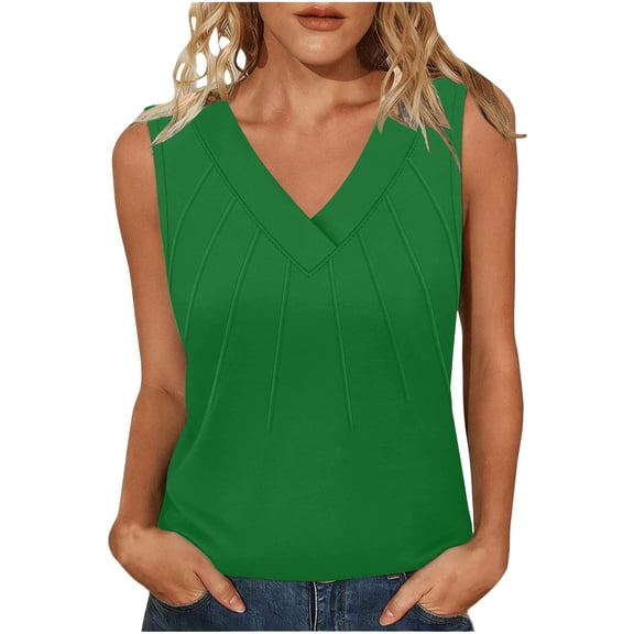 Fmbrln Tank Tops for Women Summer Sleeveless V Neck Basic Tops Casual Dressy Lightweight Blouses