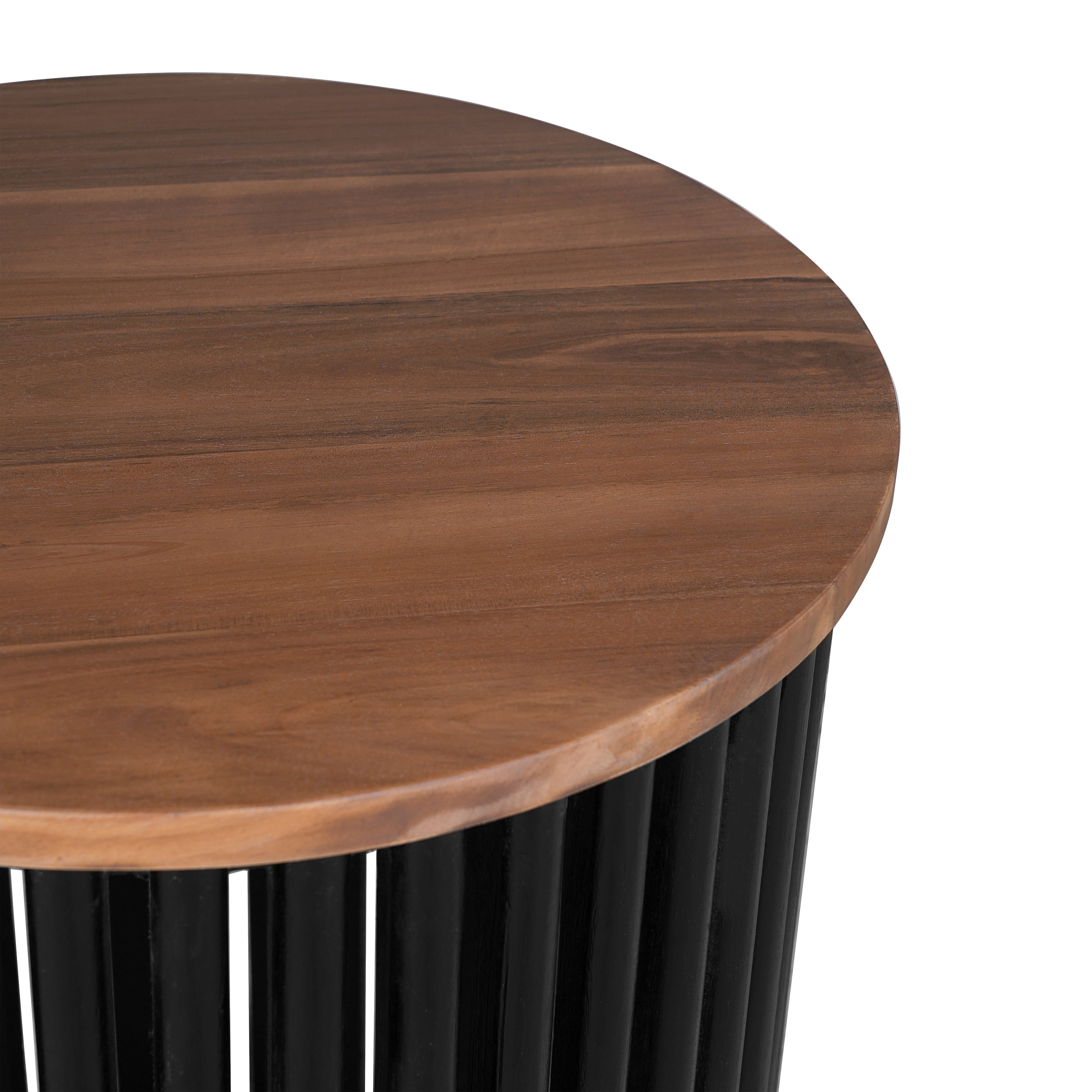 Side Table, Outdoor Acacia Solid Wood Table for Patio Balcony Garden, Natural and Black