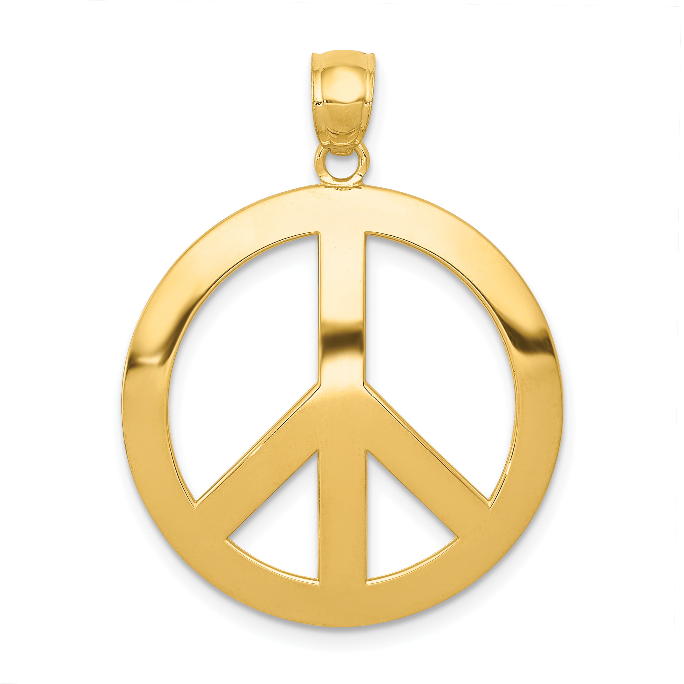 14K White Gold 3-D Peace Symbol Small Charm Pendant