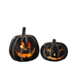 thumbnail image 2 of 2 Pcs Matte Black Light Up Jack O Lanterns,LED Warm Glow Pumpkin Ornaments for Halloween Tabletop,Mantel,Fireplace,Fall Home Decor, 2 of 5