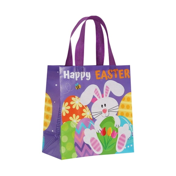 Getwin,Happy Easter Bunny Bags,Disposable Non Woven Bags for Easter Candy Packaging,Suitable for Easter Goodies Packing, Party Gift Bag, Home Festival Layout, Non Woven Portable Storage Bag