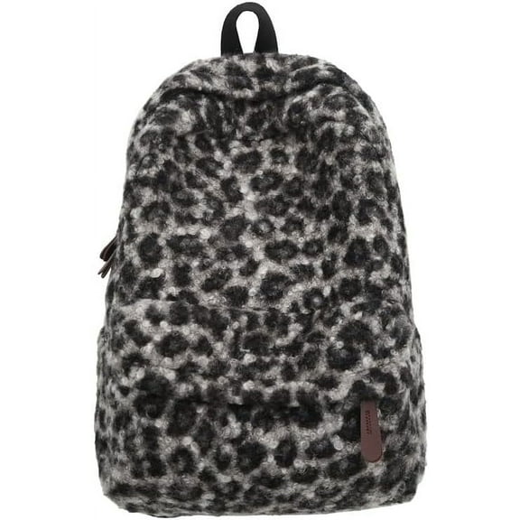 Fuzzy Cheetah Cute Backpack, Y2k Purse Fleece Chic Bookbag Trendy Aesthetic Coquette Daypack 90s Purse