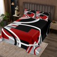 thumbnail image 2 of Erosebridal Black Red Gray Circle Bedspread Sets King Size, Abstract Striped Line Bed Quilt 3 Pieces, 2 of 5