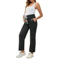 thumbnail image 2 of INSPIRE CHIC Women Maternity Lounge Pants Over Belly Wide Leg Casual  High Waisted Lounge Pants With Pockets Black Medium, 2 of 6